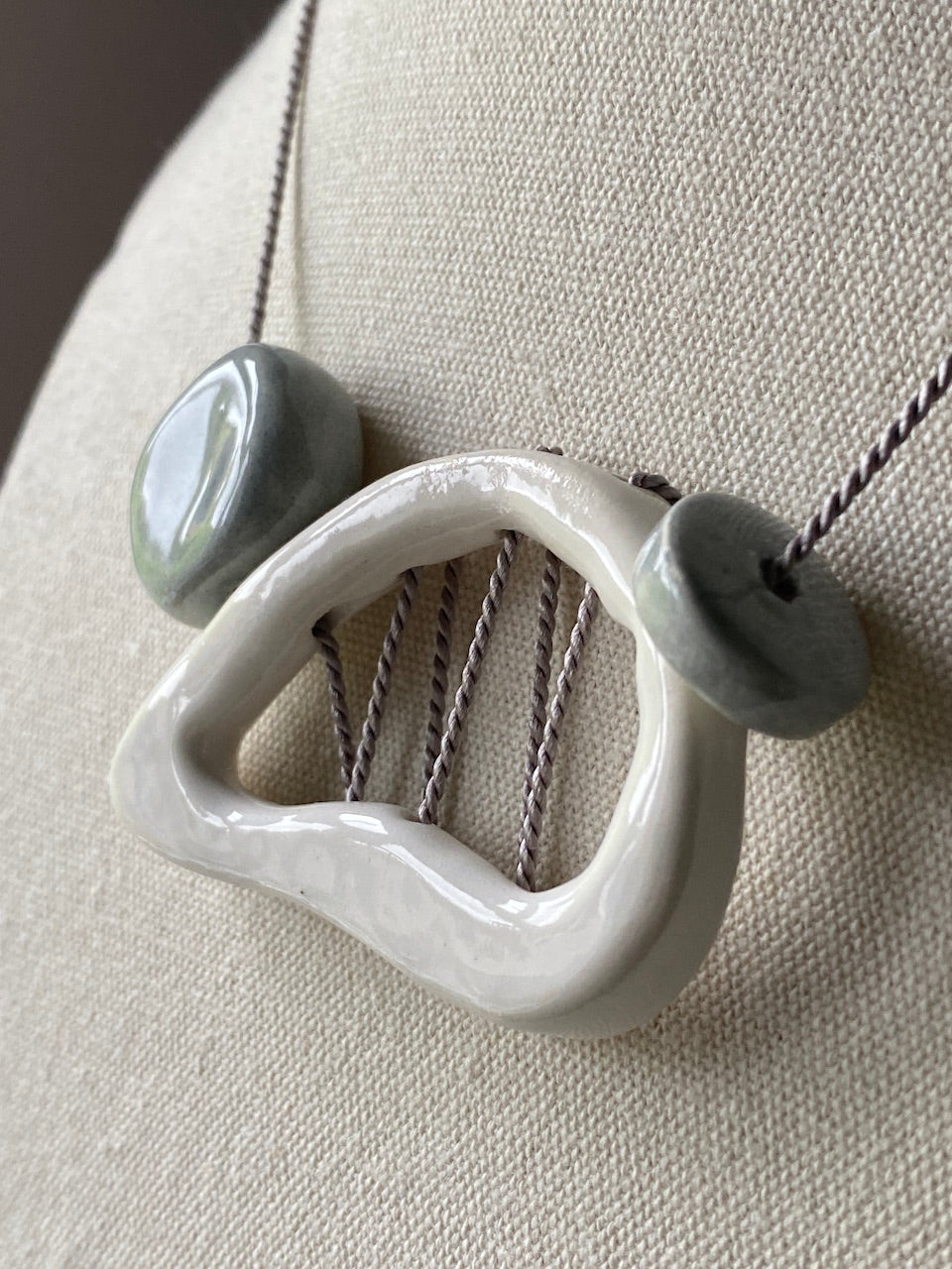 Handmade Ceramic Statement Pendant Necklace -