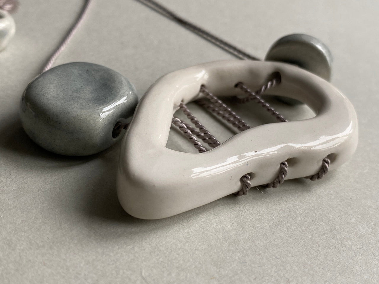 Handmade Ceramic Statement Pendant Necklace -