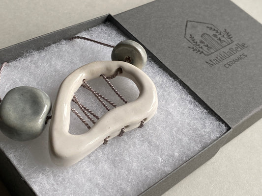 Handmade Ceramic Statement Pendant Necklace -