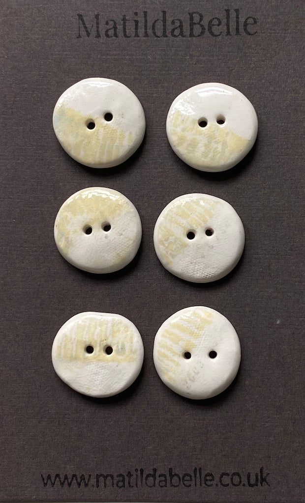 21mm Set of 6 Hand-Formed Ceramic Round Buttons -19mm-21mm