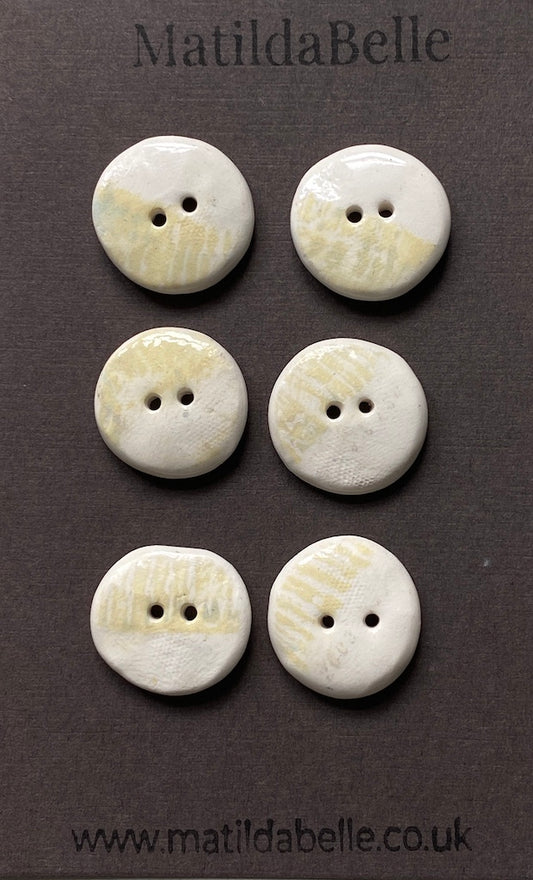 21mm Set of 6 Hand-Formed Ceramic Round Buttons -19mm-21mm