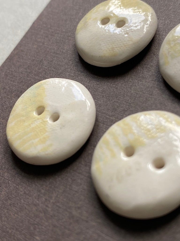 21mm Set of 6 Hand-Formed Ceramic Round Buttons -19mm-21mm