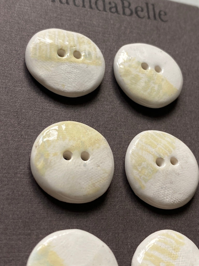 21mm Set of 6 Hand-Formed Ceramic Round Buttons -19mm-21mm