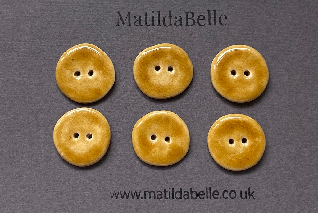 Set of 6 Hand-Formed Ceramic Round Buttons - 21mm - Rustic Yet Contemporary Design