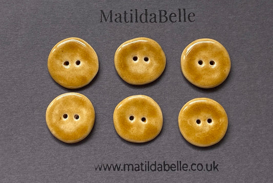 Set of 6 Hand-Formed Ceramic Round Buttons - 21mm - Rustic Yet Contemporary Design
