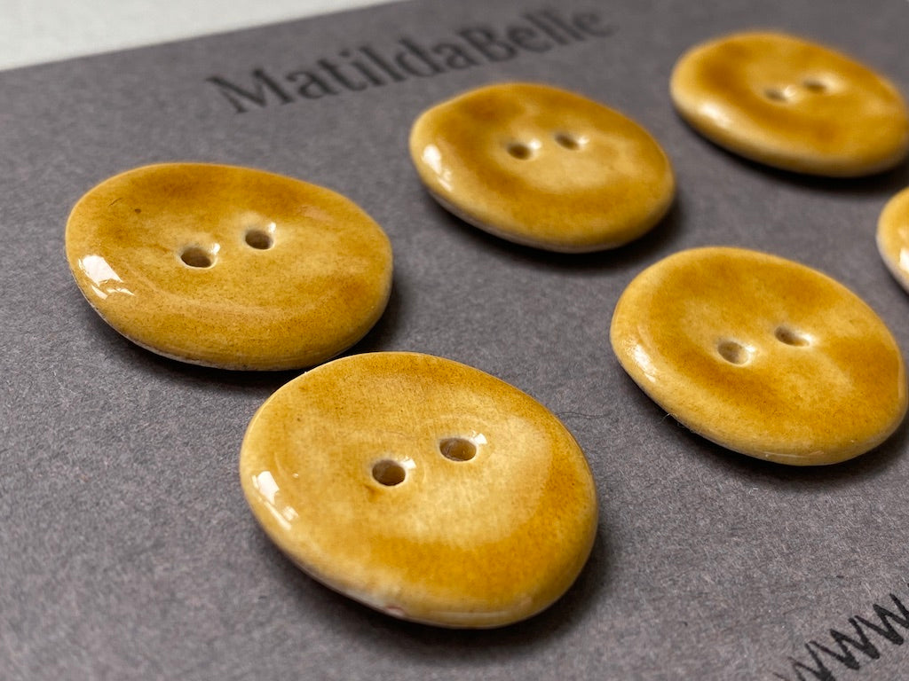 Set of 6 Hand-Formed Ceramic Round Buttons - 21mm - Rustic Yet Contemporary Design