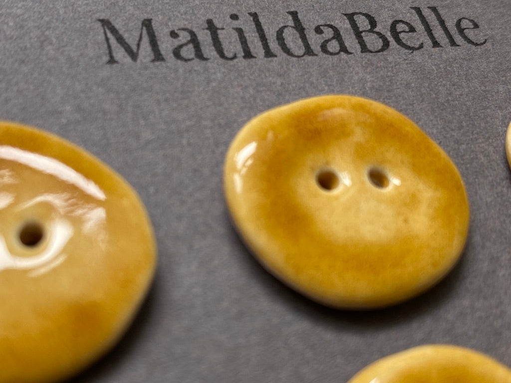 Set of 6 Hand-Formed Ceramic Round Buttons - 21mm - Rustic Yet Contemporary Design