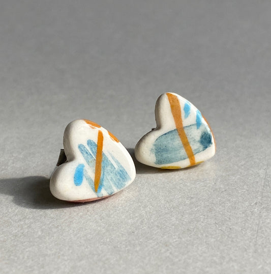 Handmade Ceramic Stud Earrings - Coastal Vibe
