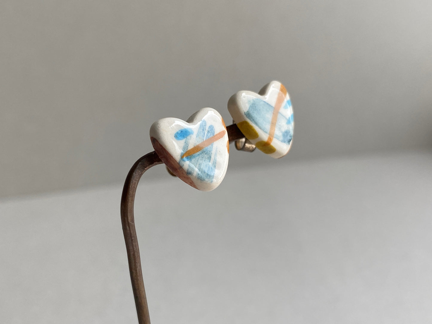 Handmade Ceramic Stud Earrings - Coastal Vibe
