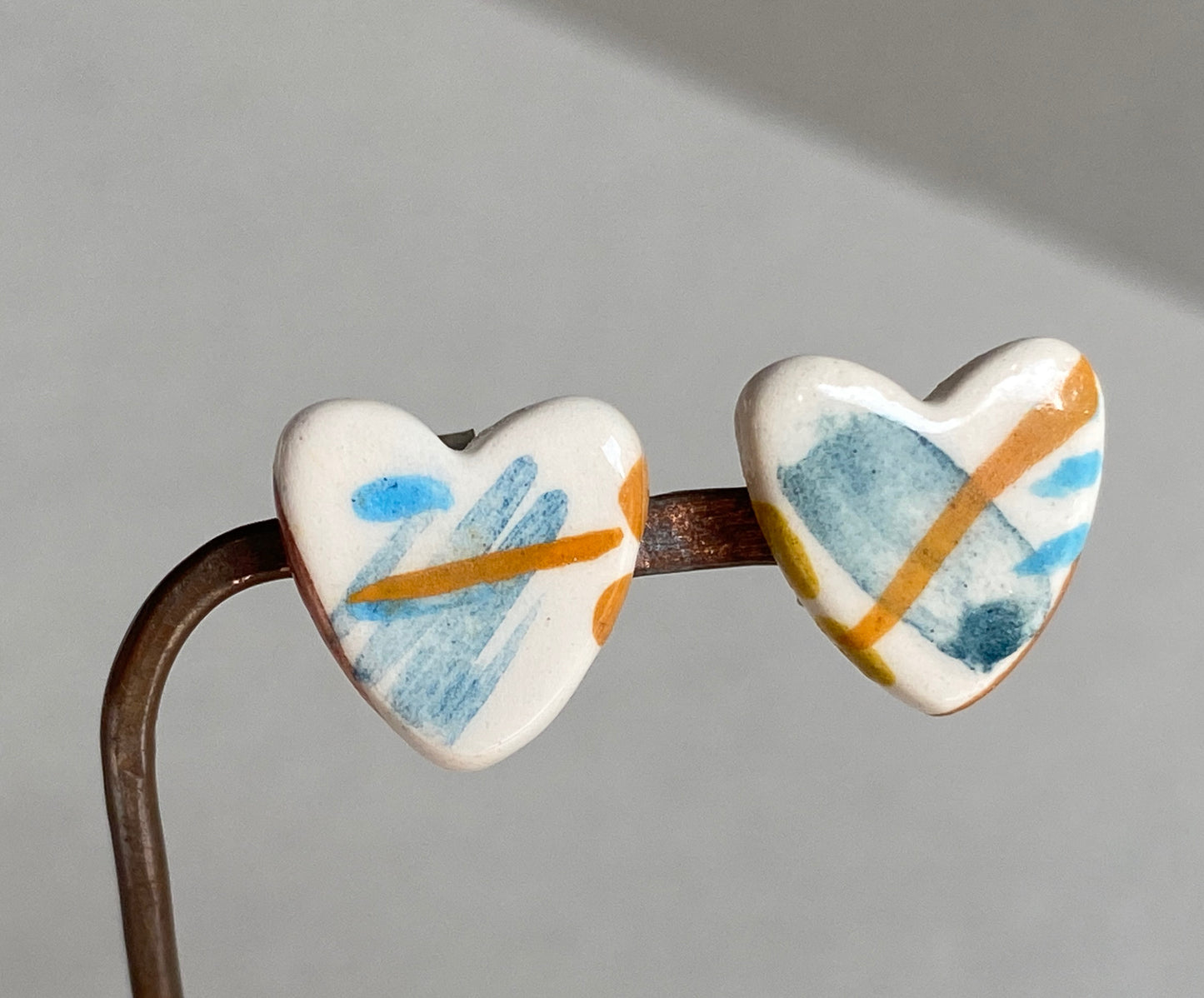 Handmade Ceramic Stud Earrings - Coastal Vibe
