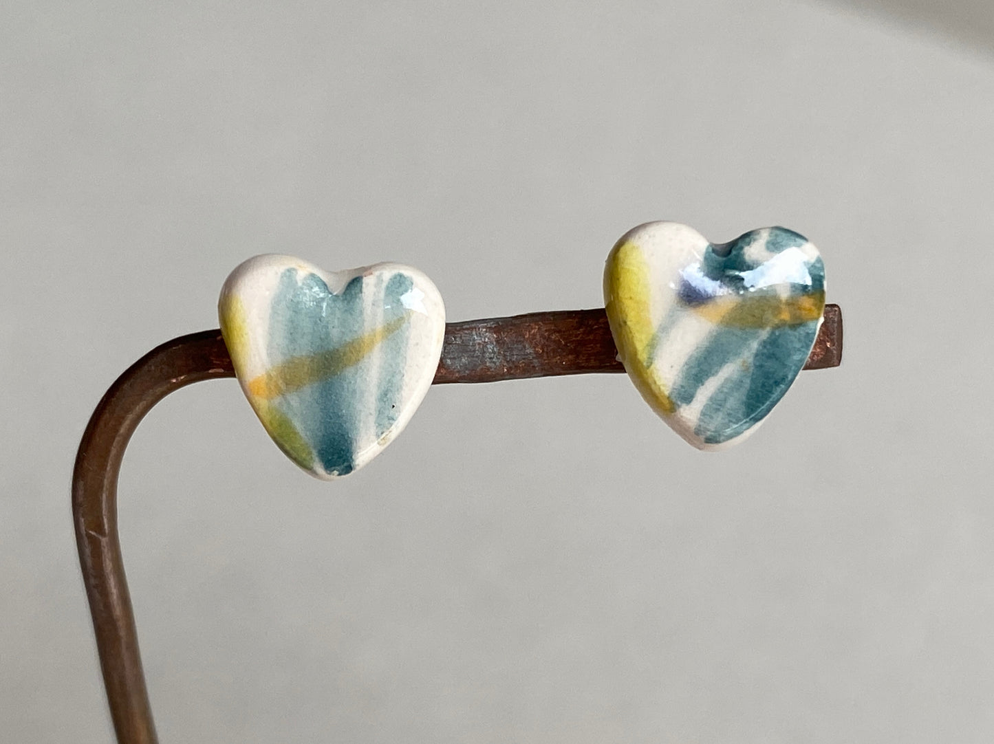 Handmade Ceramic Stud Earrings - Painterly Collection