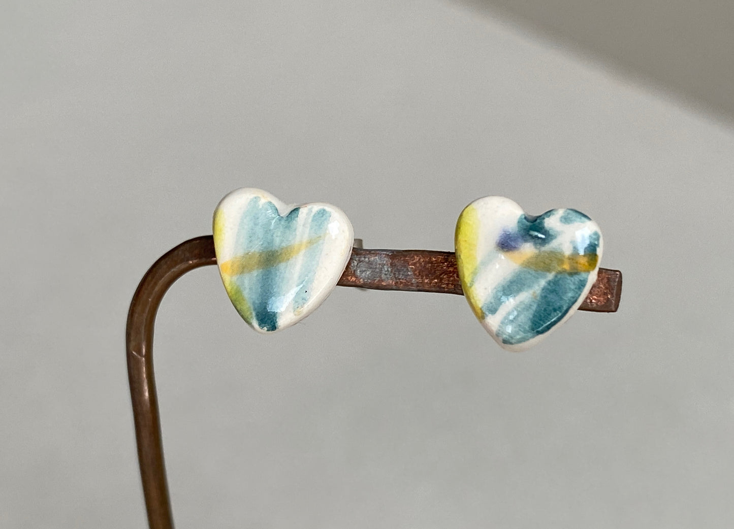 Handmade Ceramic Stud Earrings - Painterly Collection