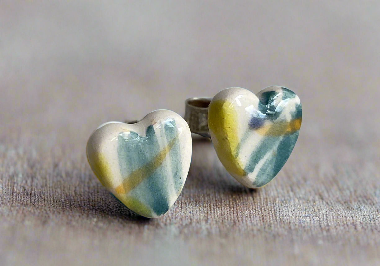 Handmade Ceramic Stud Earrings - Painterly Collection