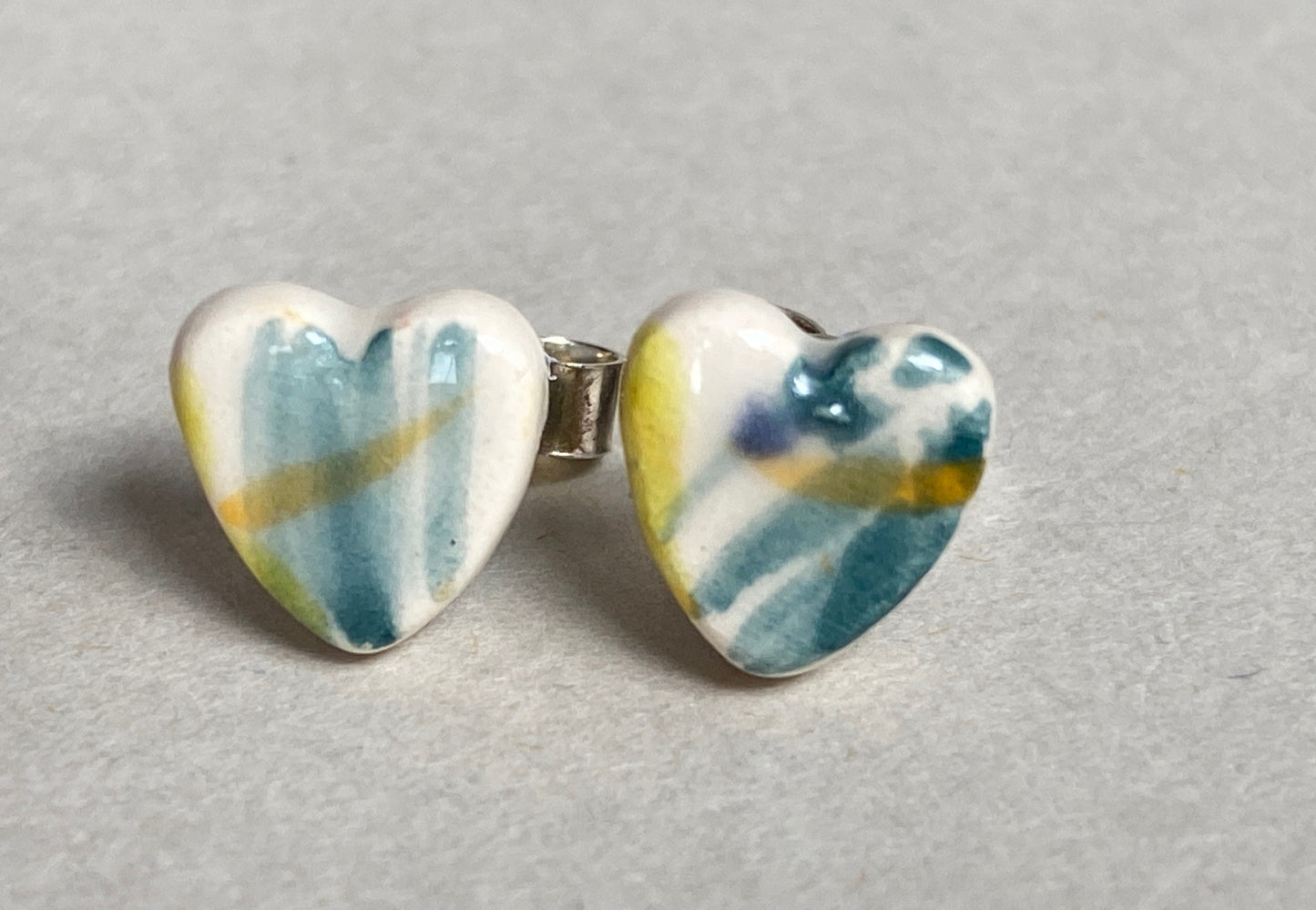 Handmade Ceramic Stud Earrings - Painterly Collection