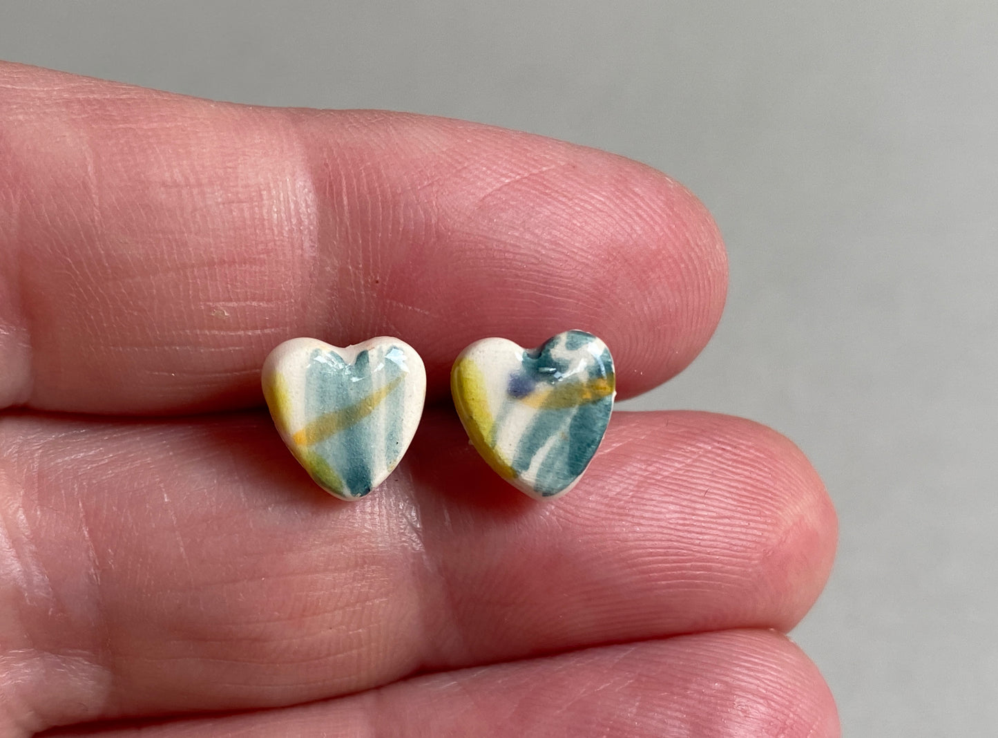Handmade Ceramic Stud Earrings - Painterly Collection