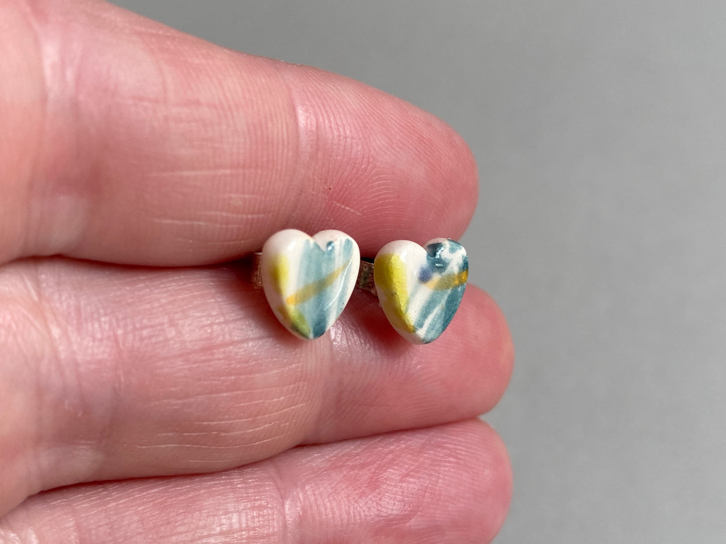 Handmade Ceramic Stud Earrings - Painterly Collection