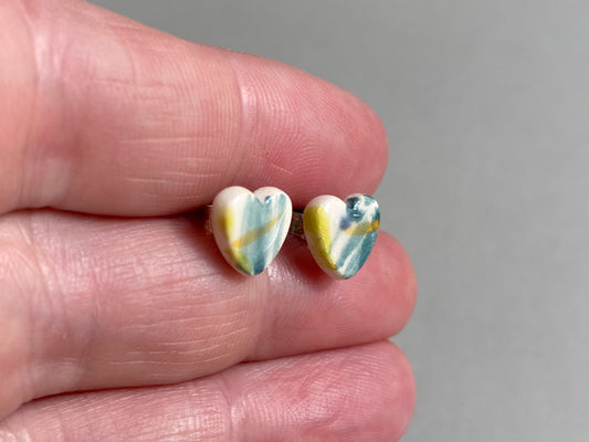 Handmade Ceramic Stud Earrings - Painterly Collection