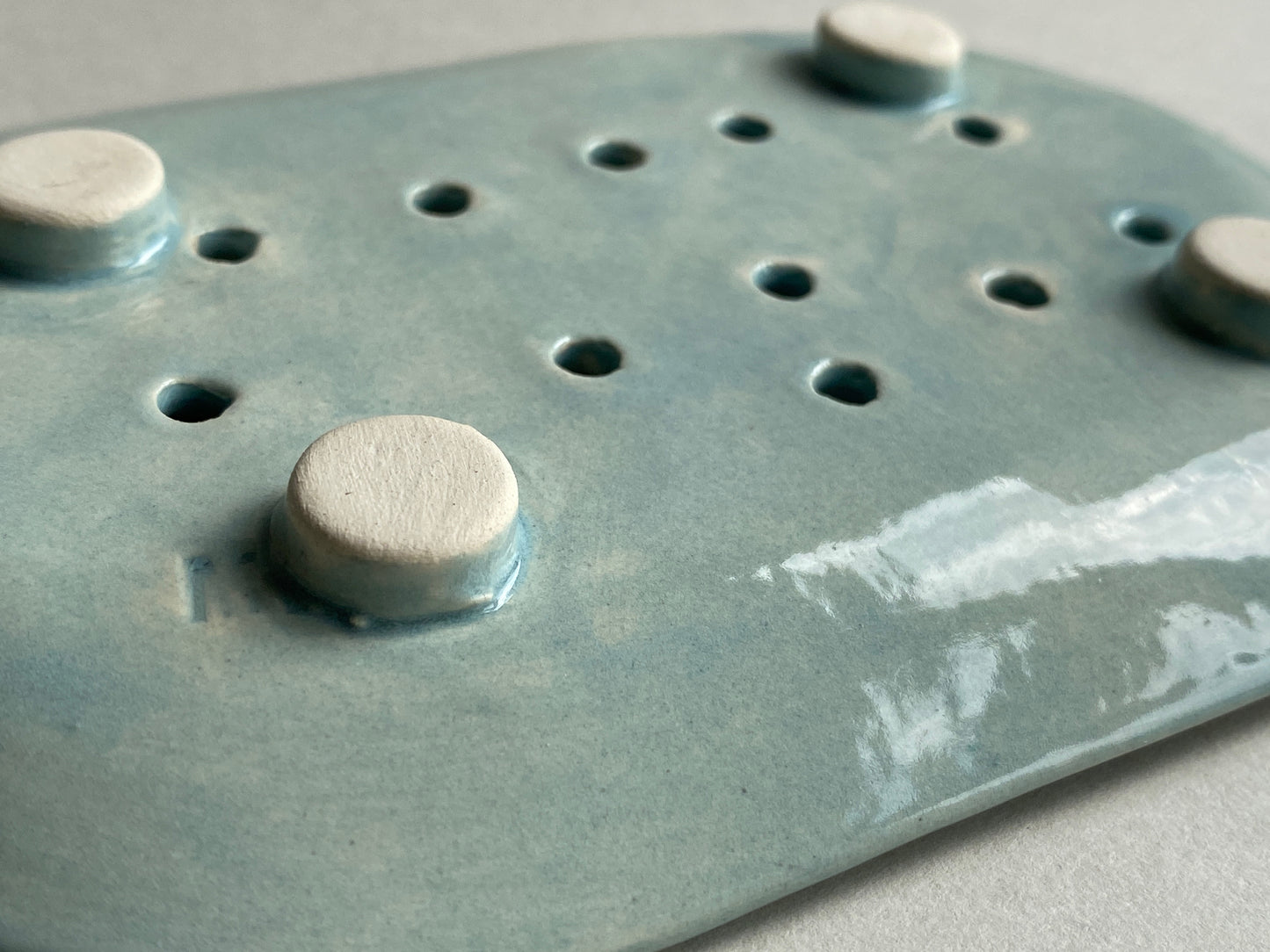 Handmade Oval Ceramic Botanical Soap Dishes large