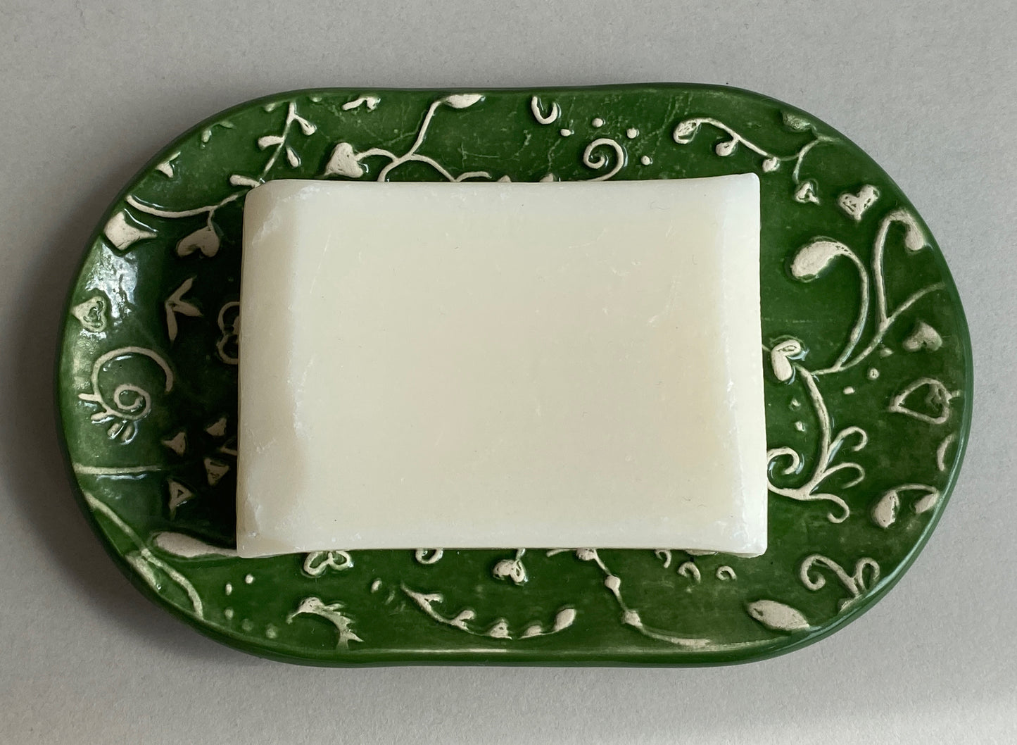 Handmade Oval Ceramic Botanical Soap Dishes large