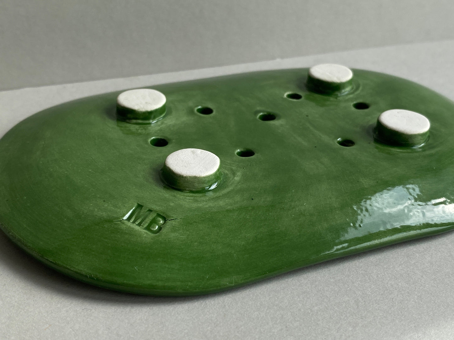 Handmade Oval Ceramic Botanical Soap Dishes large