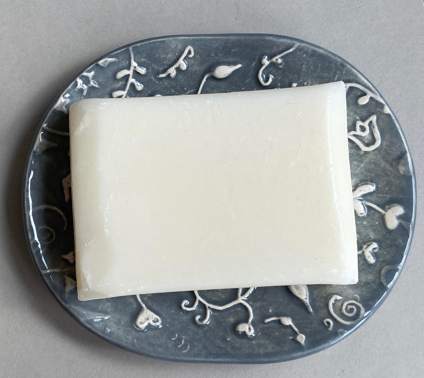 Handmade Oval Ceramic Botanical Soap Dishes choice of Two Colours