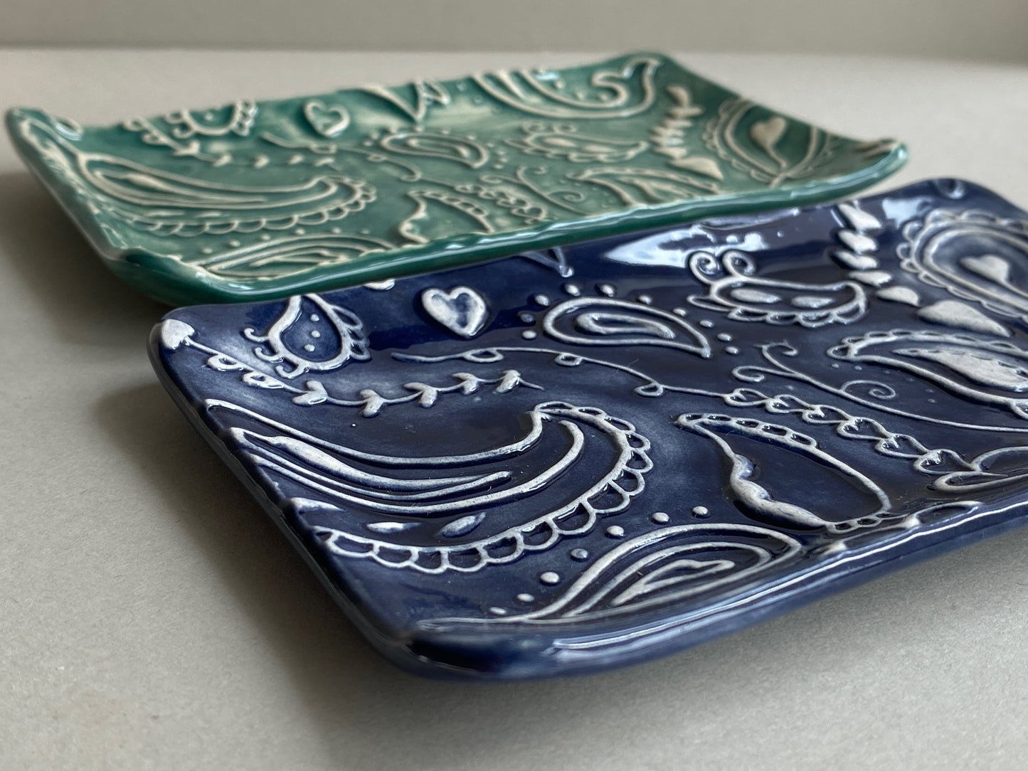 Handmade Rectangular Ceramic Trinket Trays
