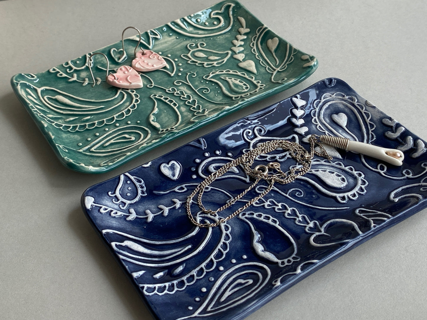 Handmade Rectangular Ceramic Trinket Trays