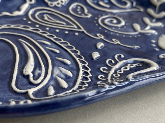 Handmade ceramic Trinket Tray Oval Midnight Blue