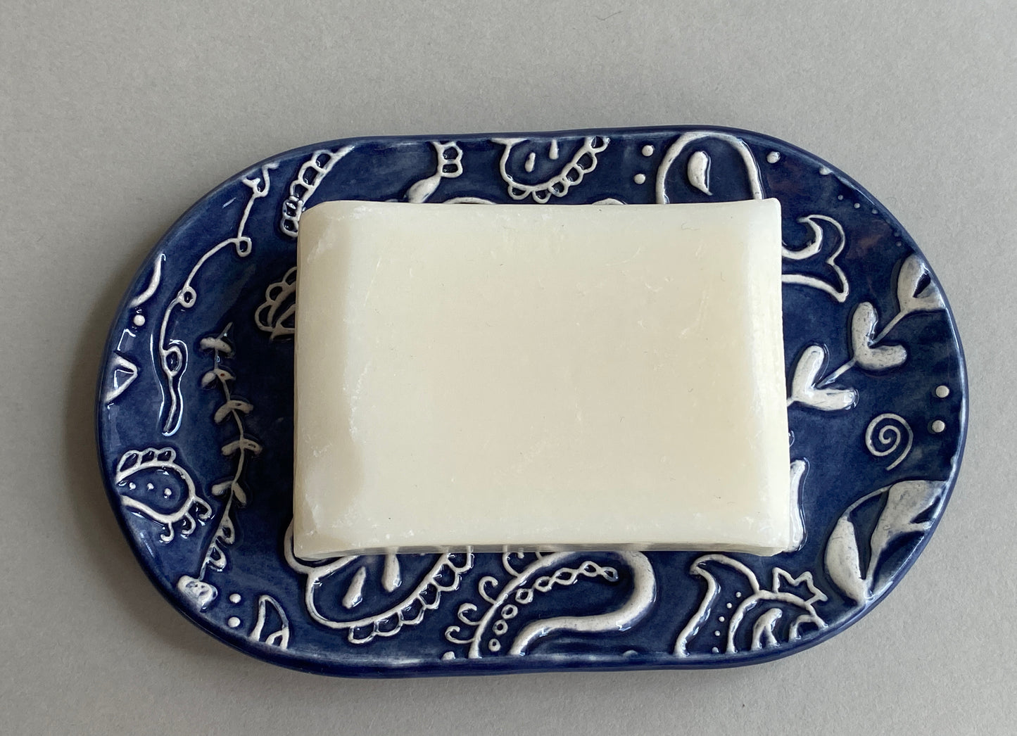 Handmade ceramic Trinket Tray Oval Midnight Blue