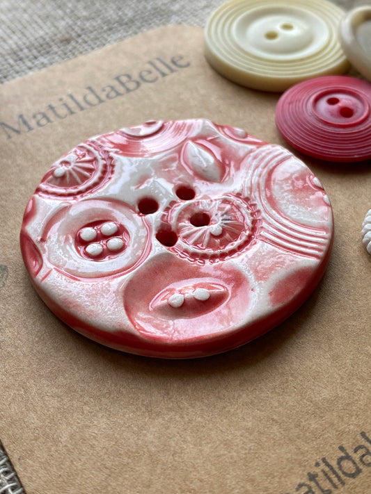 48mm Round Vintage extra Large Red button