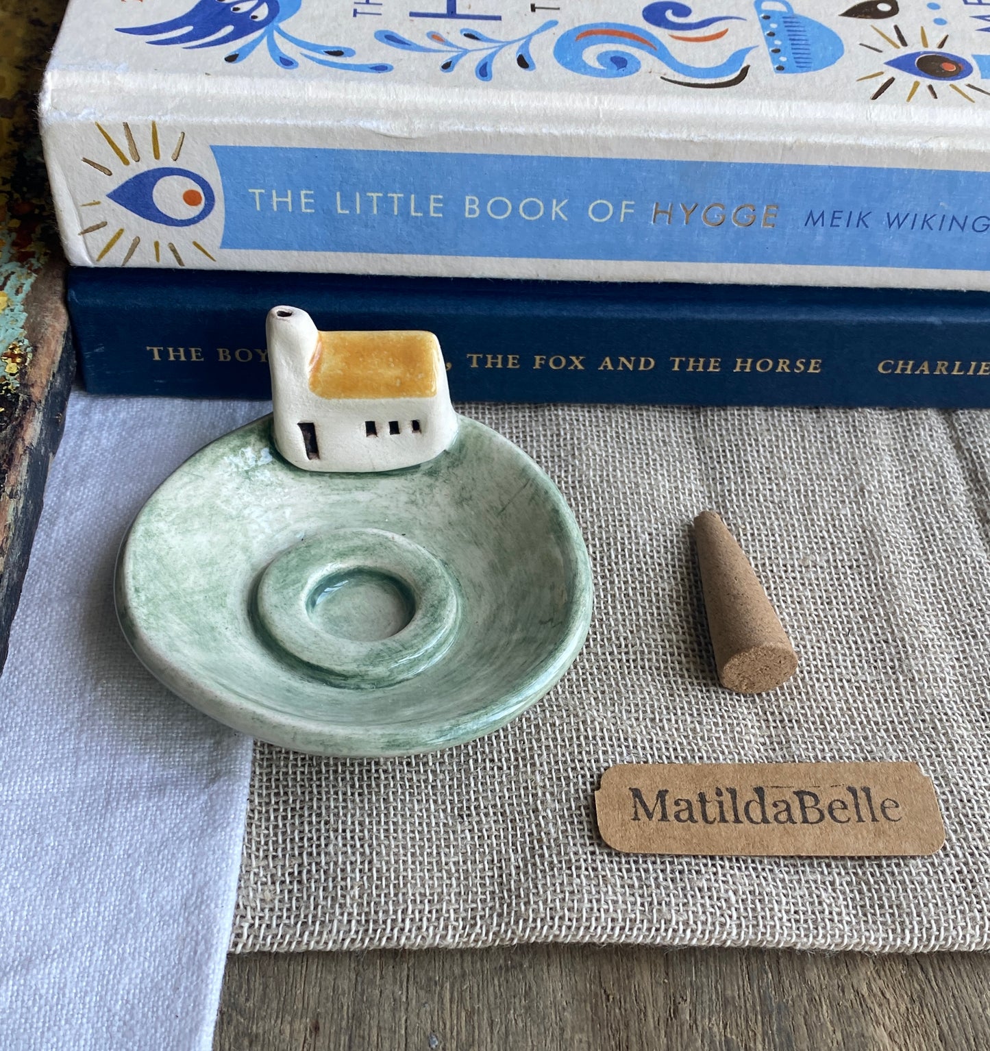 Handmade Ceramic Cottage Incense Holder