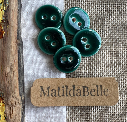 Handmade Ceramic Buttons, Choice of Amber, Green or Lava, 17mm Set of 5