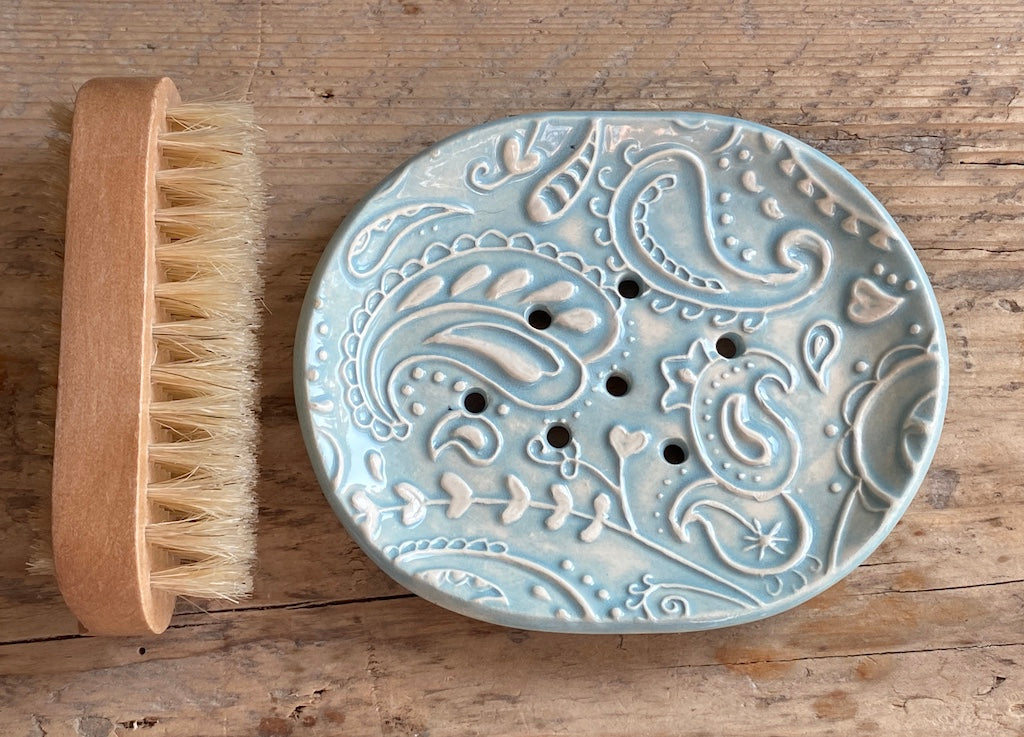 Paisley Pottery Soap Dish choice of Colours