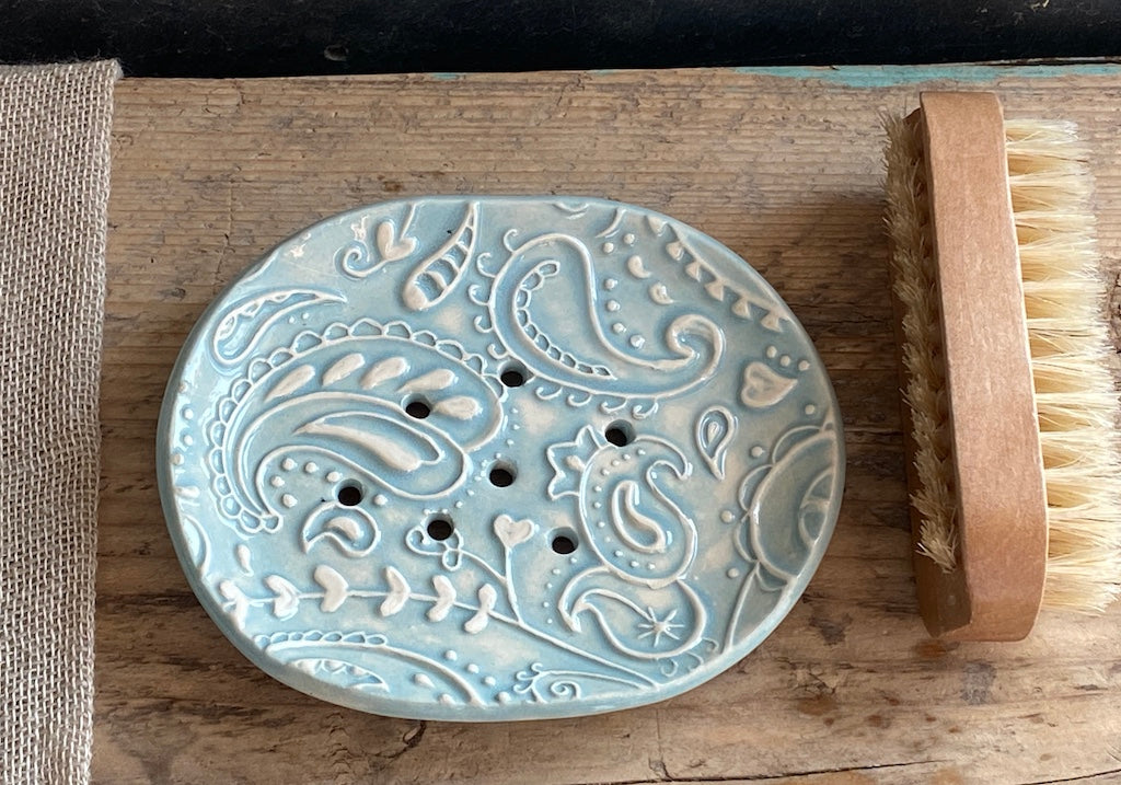 Paisley Pottery Soap Dish choice of Colours