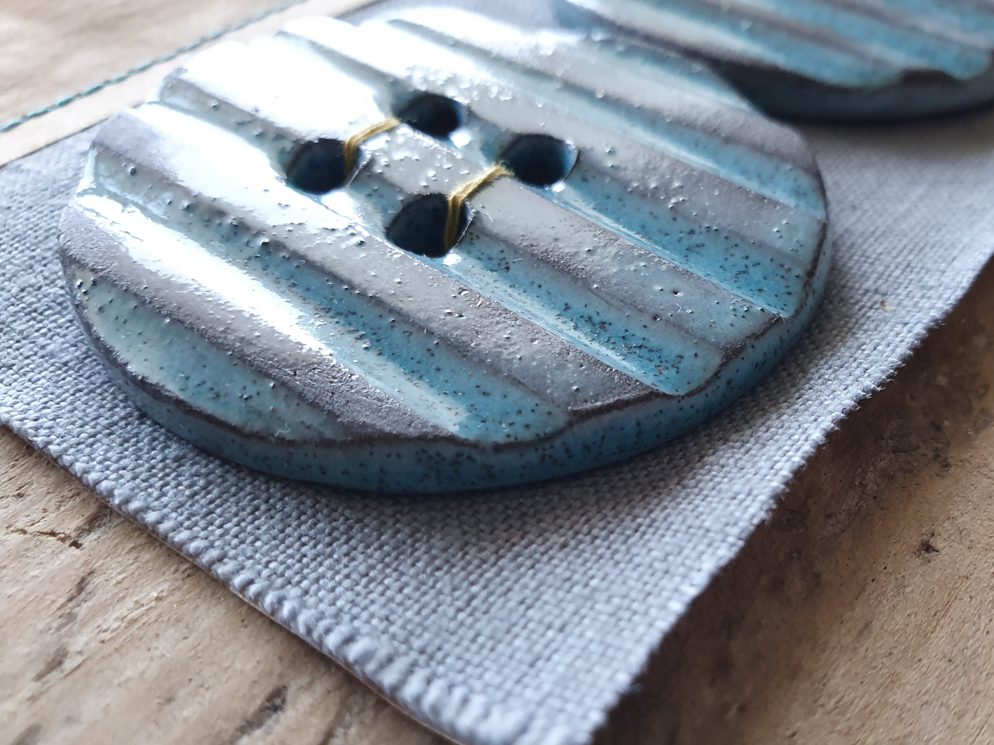 Two Large Electric Blue Round Statement Ceramic Buttons