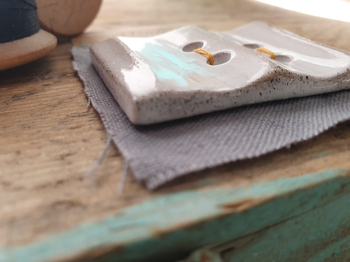 Large Chunky Stoneware Rectangular Button 65mm x 43mm