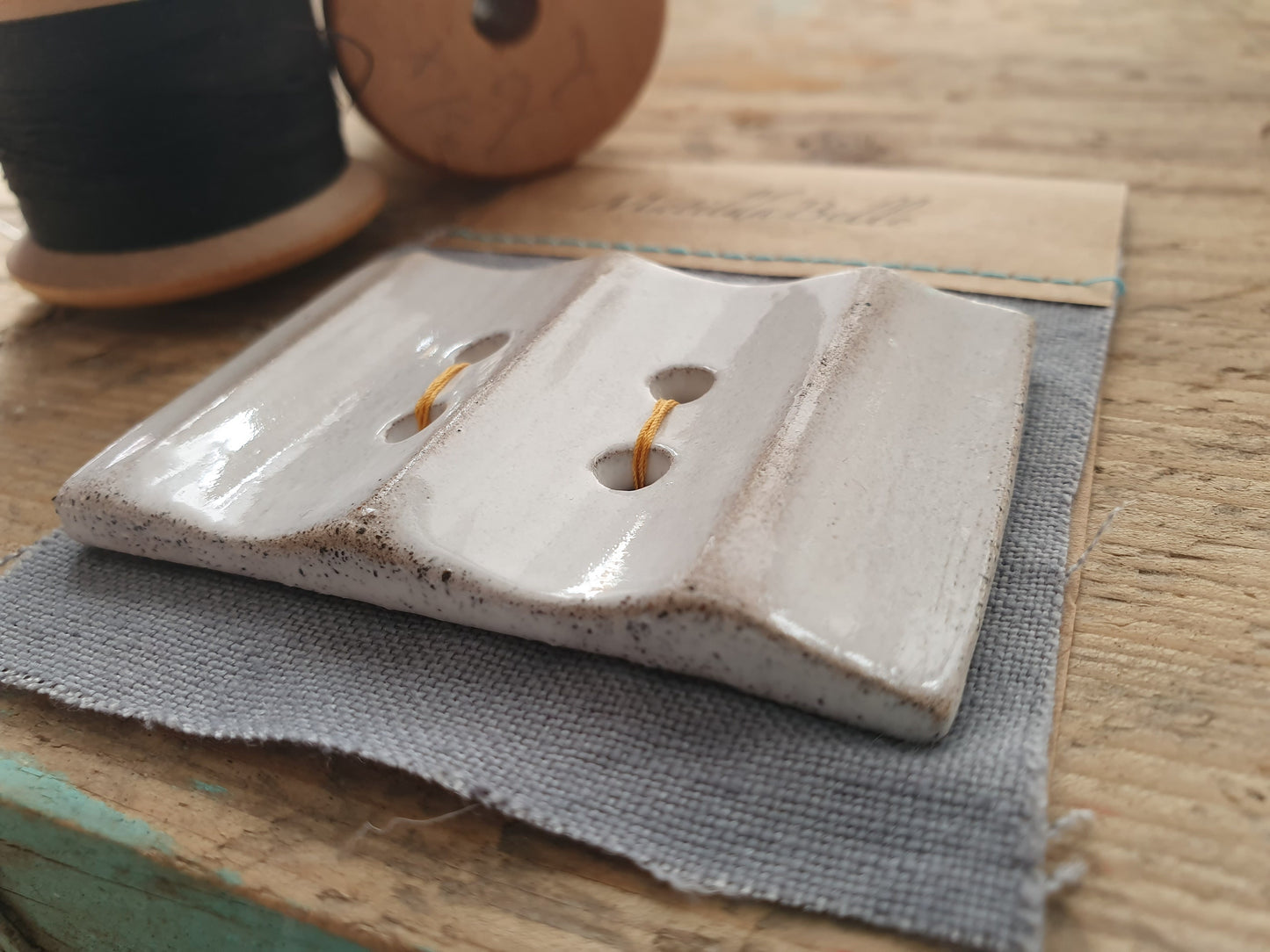 Large Chunky Stoneware Rectangular Button 65mm x 43mm