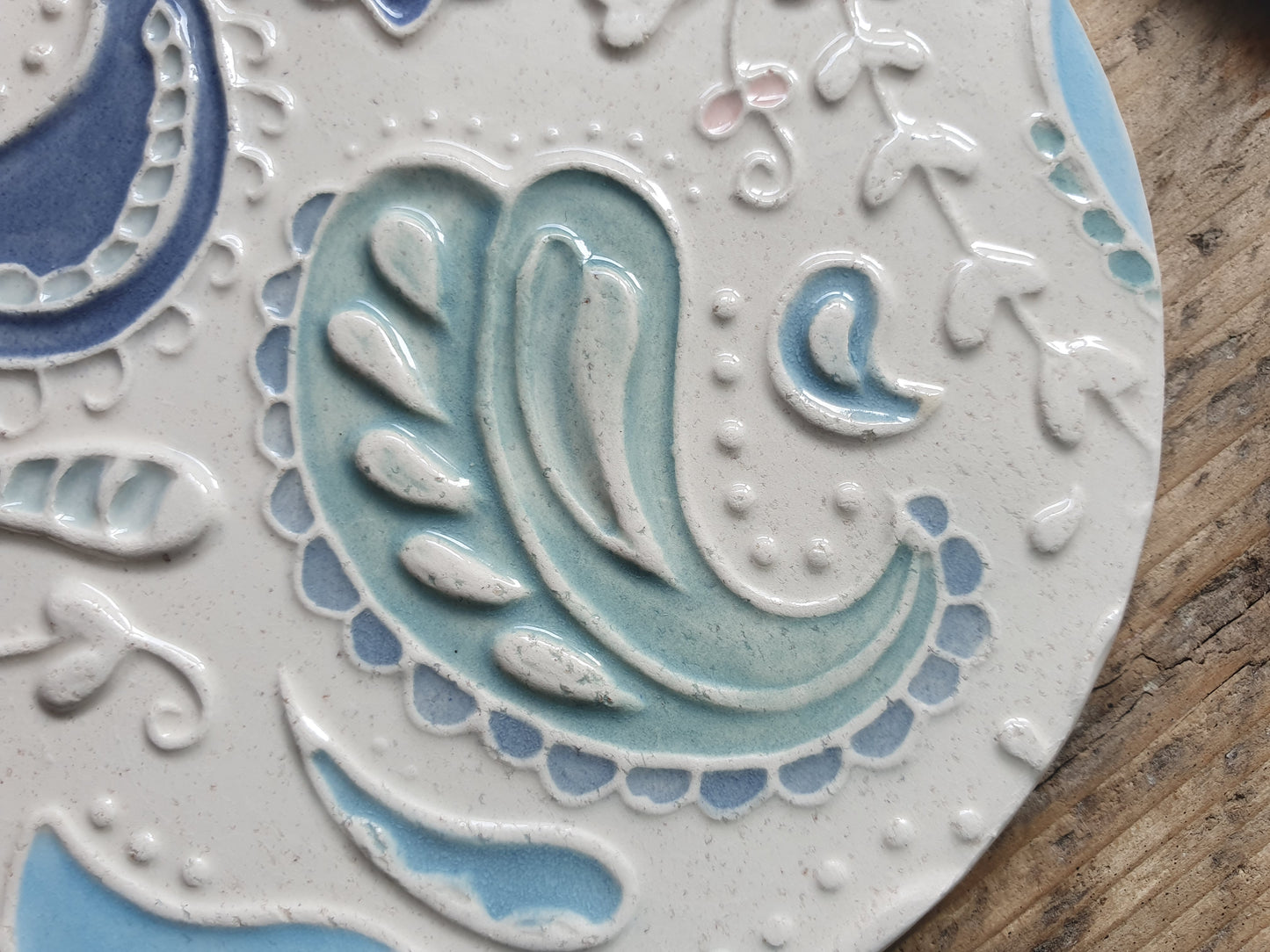 Stunning set of Four Handmade Ceramic Paisley Coasters