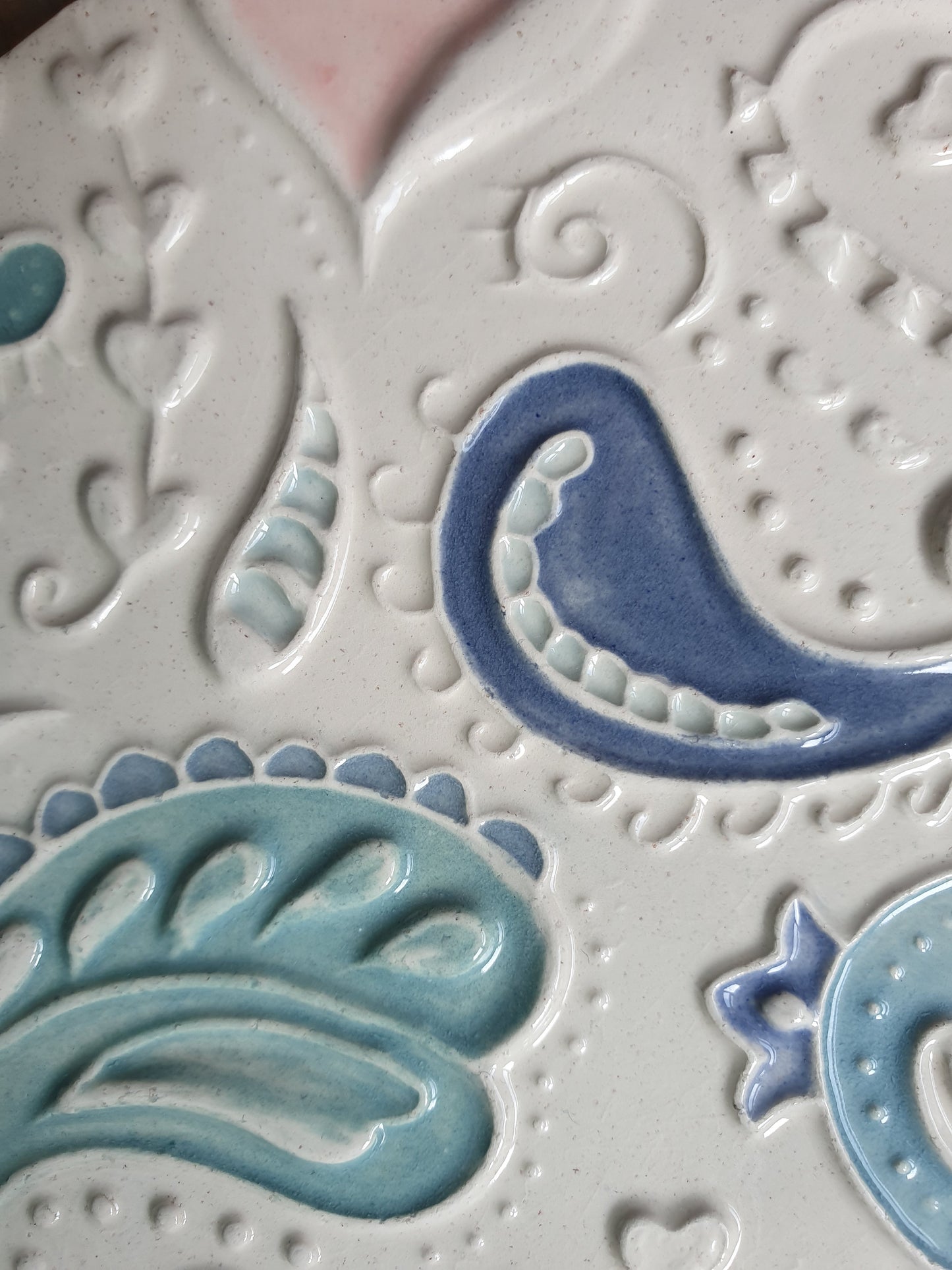 Stunning set of Four Handmade Ceramic Paisley Coasters