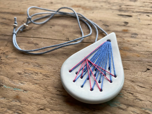 Handmade Ceramic Pendant Necklace Teardrop