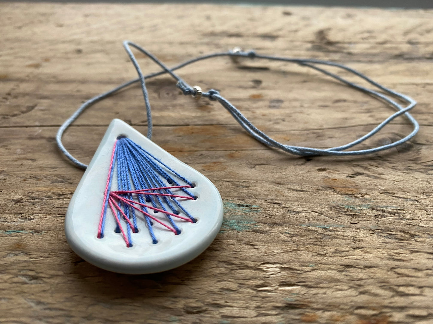 Handmade Ceramic Pendant Necklace Teardrop