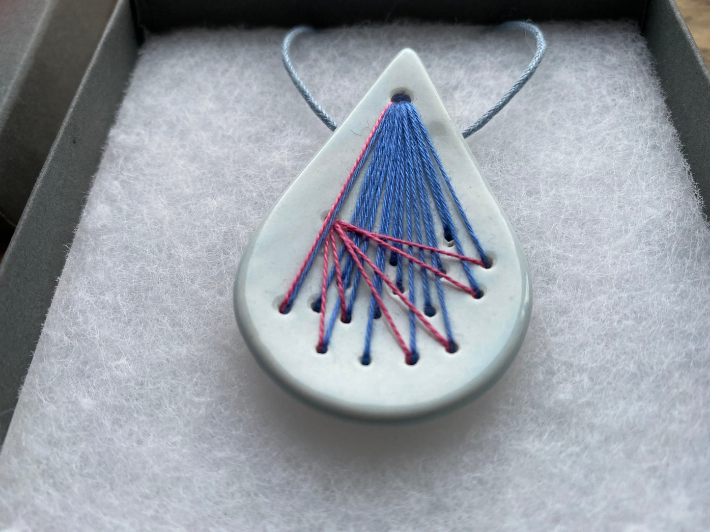 Handmade Ceramic Pendant Necklace Teardrop