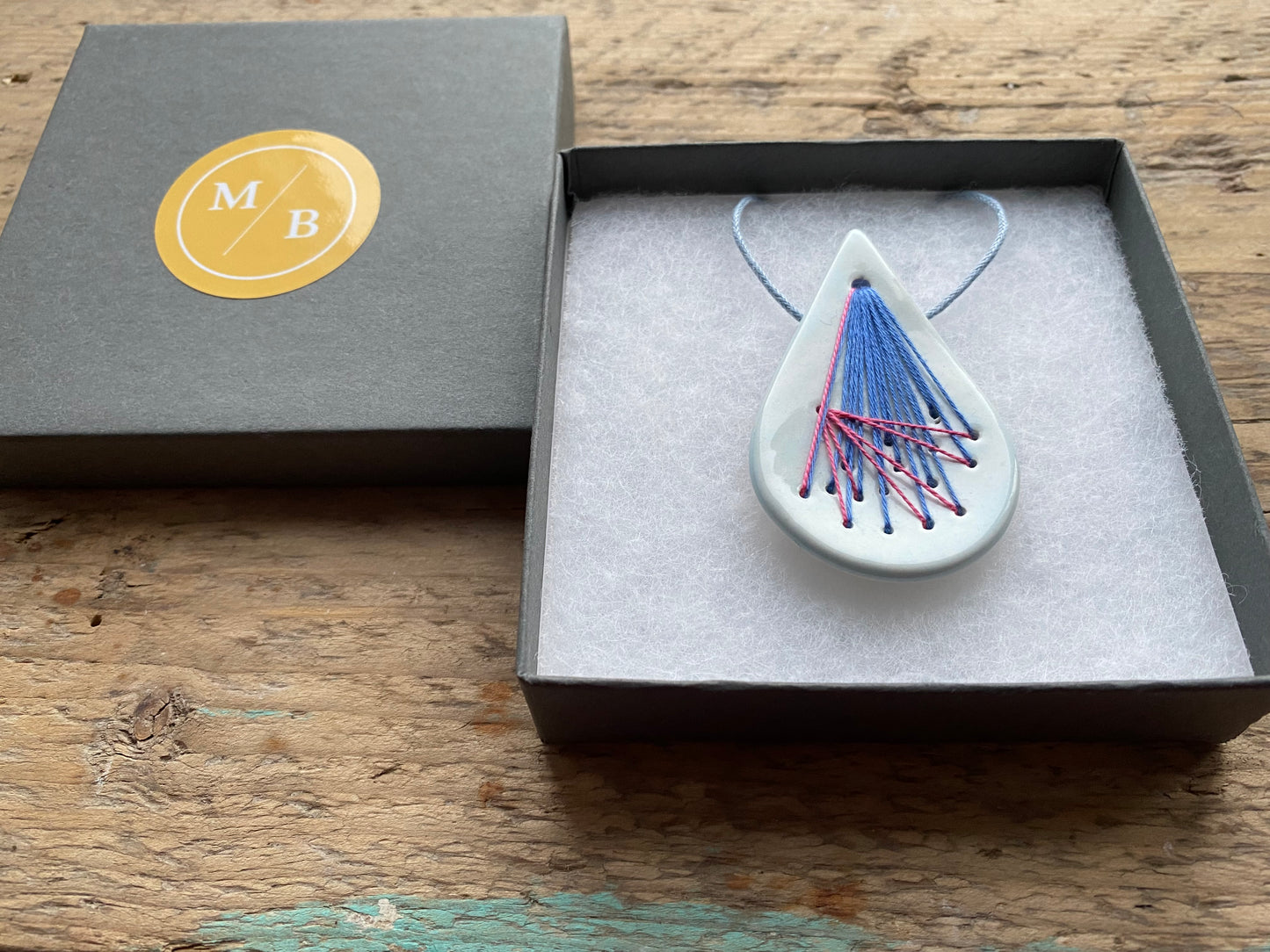 Handmade Ceramic Pendant Necklace Teardrop