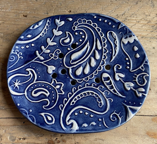 Paisley Pottery Soap Dish choice of Colours