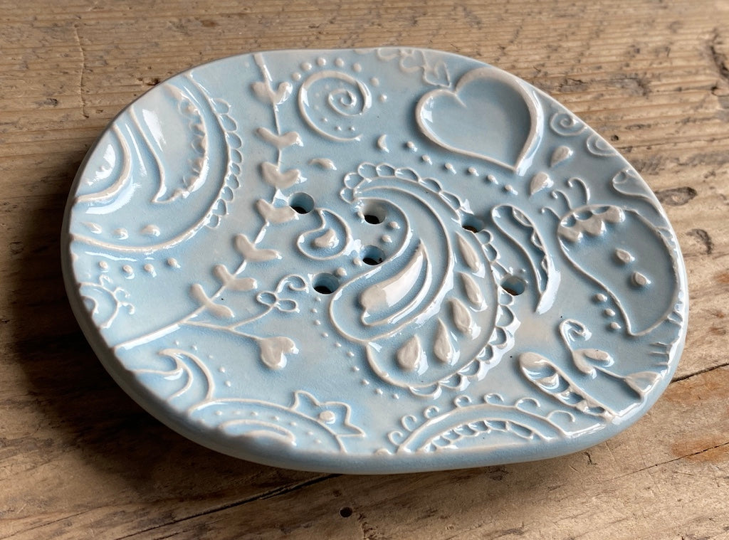 Paisley Pottery Soap Dish choice of Colours