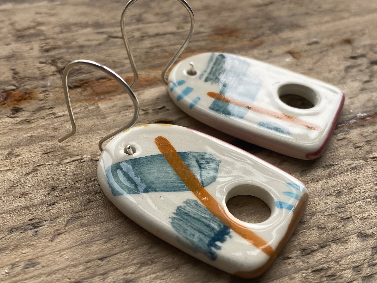 Handmade Ceramic & Silver Drop Earrings