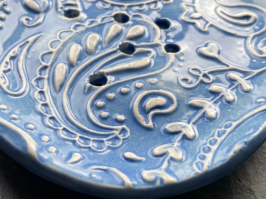 Paisley Pottery Soap Dish choice of Colours
