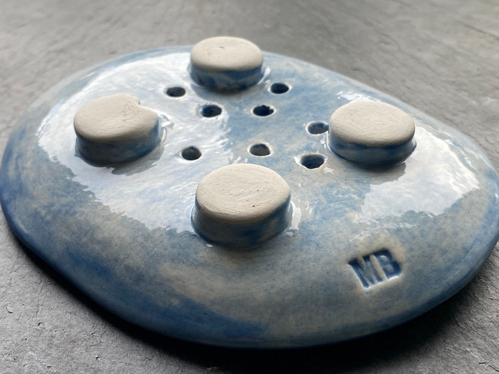 Handmade Blue Ceramic Soap Dish