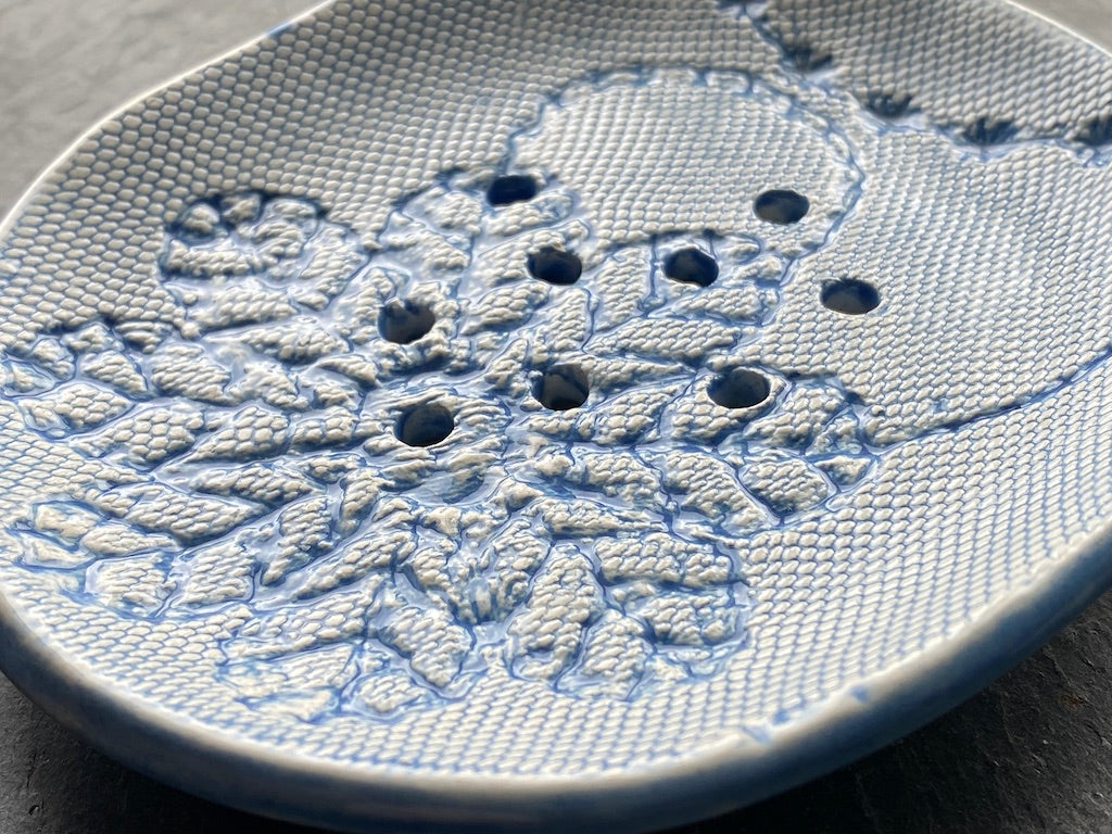 Handmade Blue Ceramic Soap Dish
