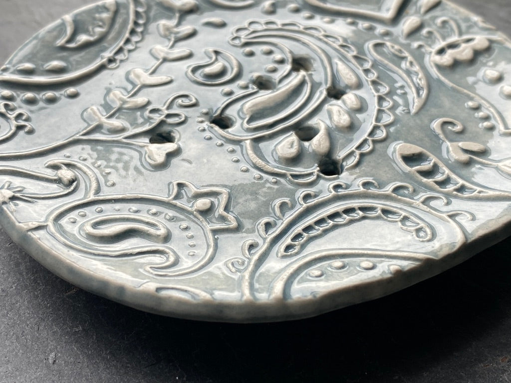Paisley Pottery Soap Dish choice of Colours